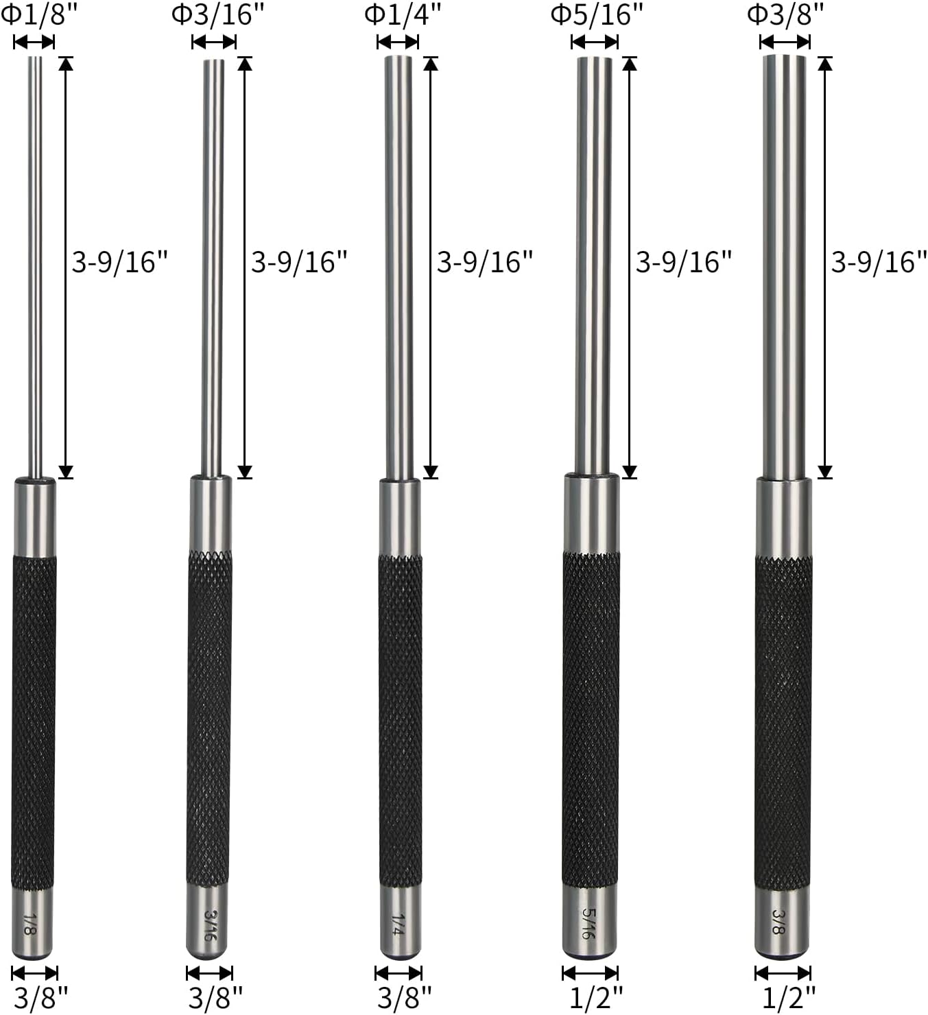 Carbon Steel Pin Punch Set, 5-Piece - Image 2